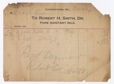 Robert H. Smith bill, circa 1910 March 17