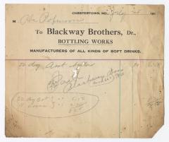 Blackway Brothers Bottling receipt, 1914 July 25