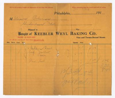 Keebler Weyl Baking Co. receipt, 1914 November 7