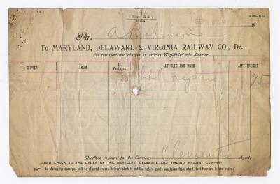 Abraham Robinson shipping bill, 1914 September 12