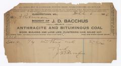 J. D. Bacchus coal statement, 1916 December 6