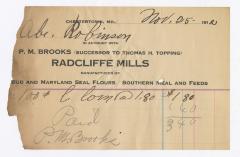 Radcliffe Mills bill fragment, 1912 November 25