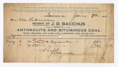 J. D. Bacchus coal statement, 1913 January 7