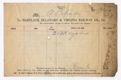 Abraham Robinson shipping bill, 1914 September 17
