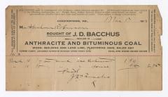 J. D. Bacchus coal statement, 1913 March 17
