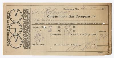 Chestertown Gas Company bill, 1915 April 1