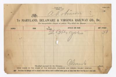 Abraham Robinson shipping bill, 1914 September 10