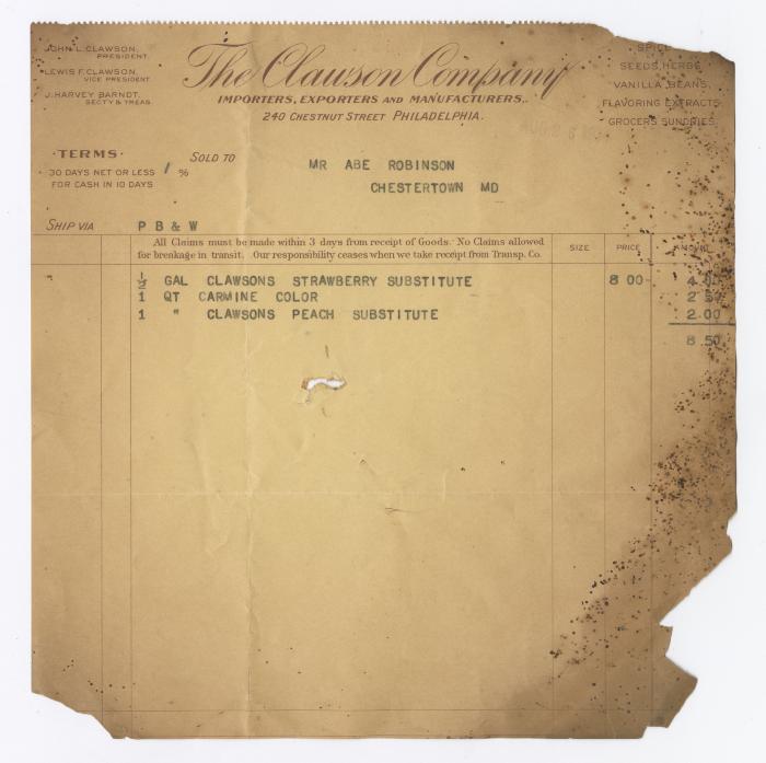 Clauson Company receipt, 1914 August 26