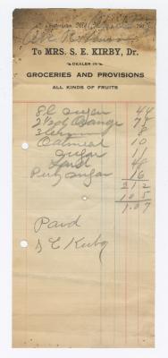 S. E. Kirby Grocer bill, 1913 April 5