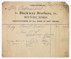 Blackway Brothers Bottling receipt, 1914 October 17