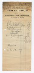 S. E. Kirby Grocer bill, 1913 April 5
