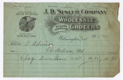 J. D. Sisler grocer receipt, 1914 July 7