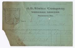 J. D. Sisler grocer receipt, 1914 June 6