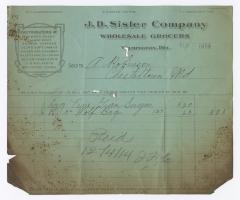 J. D. Sisler grocer receipt, 1914 November 7
