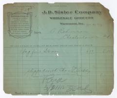 J. D. Sisler grocer receipt, 1915 April 20