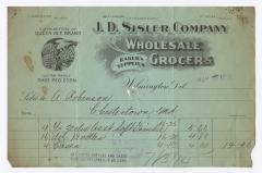 J. D. Sisler grocer receipt, 1914 May 27