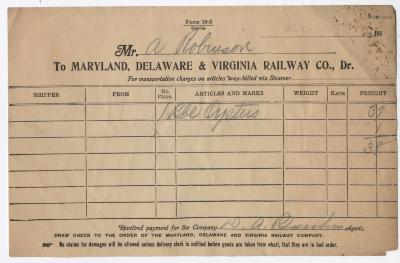 Abraham Robinson shipping bill, 1917 December 4