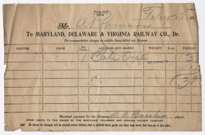 Abraham Robinson shipping bill, 1918 February 28