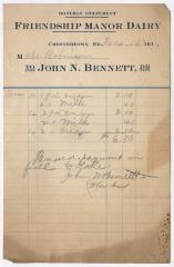 Friendship Manor Dairy monthly statement, 1914 December 15