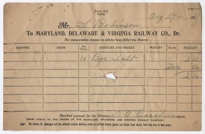 Abraham Robinson shipping bill, 1918 August 27