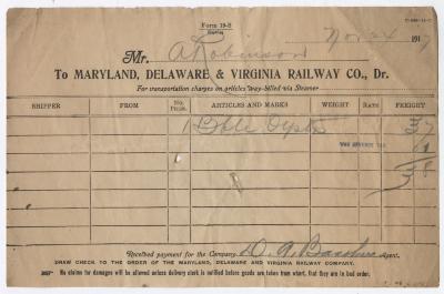 Abraham Robinson shipping bill, 1917 November 24