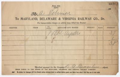 Abraham Robinson shipping bill, 1917 December 1