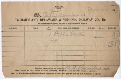 Abraham Robinson shipping bill, 1917 November 22