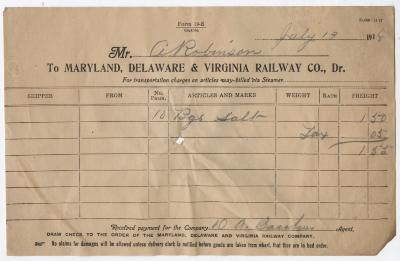 Abraham Robinson shipping bill, 1918 July 13