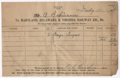 Abraham Robinson shipping bill, 1918 July 11