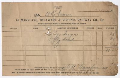 Abraham Robinson shipping bill, 1918 June 1