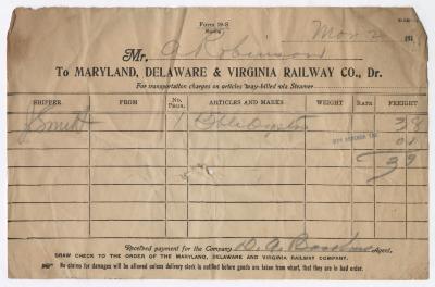 Abraham Robinson shipping bill, 1918 March 2 