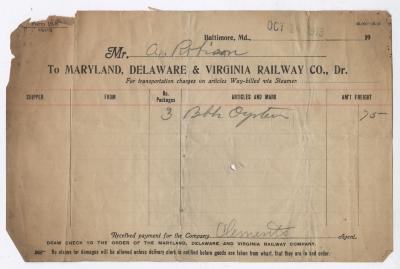 Abraham Robinson shipping bill, 1913 October 14