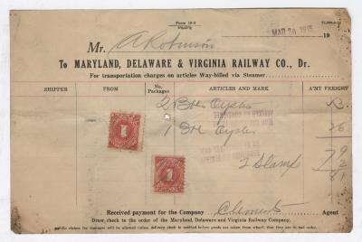 Abraham Robinson shipping bill, 1915 March 20
