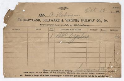 Abraham Robinson shipping bill, 1916 October 19