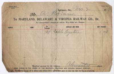 Abraham Robinson shipping bill, 1913 December 2