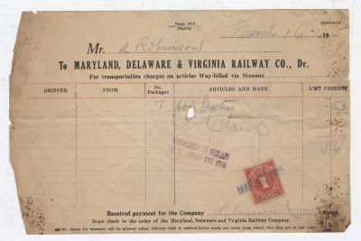 Abraham Robinson shipping bill, 1915 March 16