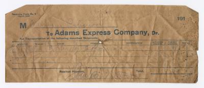 Adams Express receipt, 1915 July 18