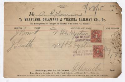 Abraham Robinson shipping bill, 1915 February 23