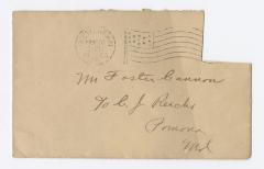 Envelope to Foster Cannon, 1908 November 26