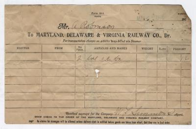 Abraham Robinson shipping bill, 1915 March 6