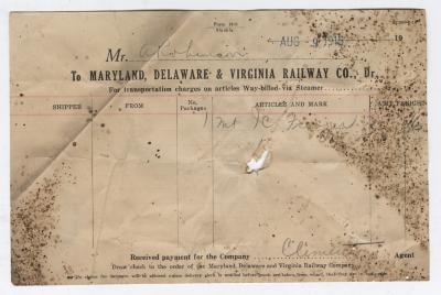 Abraham Robinson shipping bill, 1915 August 9