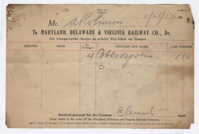 Abraham Robinson shipping bill, 1914 November 28