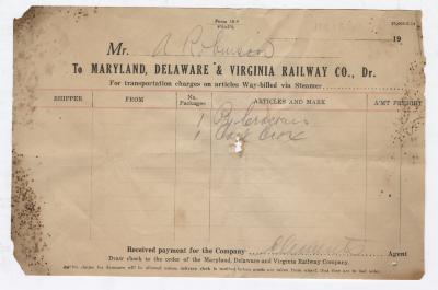 Abraham Robinson shipping bill, 1915 January 16