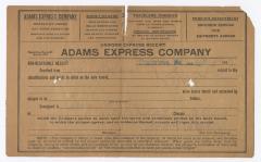 Adams Express receipt, 1917 August 5