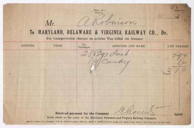 Abraham Robinson shipping bill, 1915 May 18