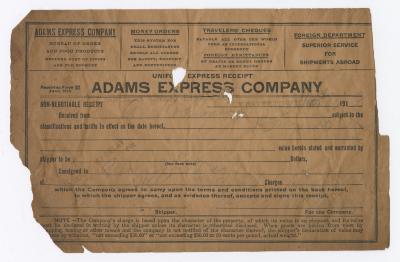 Adams Express receipt, 1919