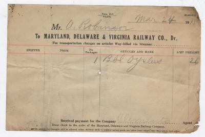 Abraham Robinson shipping bill, 1915 March 24