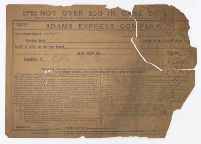 Adams Express receipt, 1913