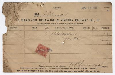 Abraham Robinson shipping bill, 1916 April 23