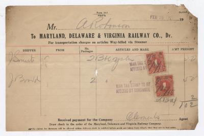 Abraham Robinson shipping bill, 1915 February 20